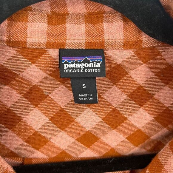 Patagonia Button-Up Long Sleeve Checker Collared Organic Cotton Red Shirt Sz S - Picture 3 of 7